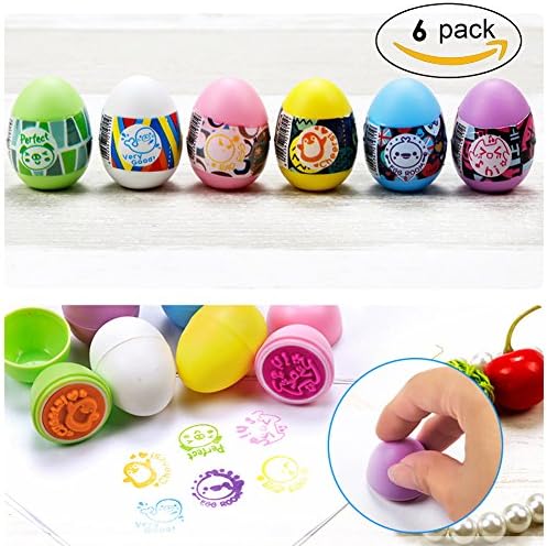 Auzeuner Craft Stampers 6 Pack - Assorted Colors and Fun Unique Patterns - Durable Self-Inking Design Prevents Mess - Won't Dry Out Fast - Perfect Size for Small Kids Hands