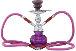 CALFVIC Square Hookah Set Dual-Hose Design with Silicone Hoses for Smooth Shared Smoking Experience, Portable & Compact with Lightweight Bag, LED Light Ambiance for Social Gatherings, Bars, or Home Use