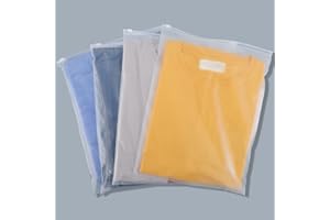 Svaldo Clothes Packaging Bags for Shipping, 25 Count 12x14 inch Frosted Zipper Plastic Bags for Clothing, Thick Plastic Appar