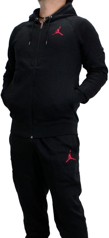 Amazon ジョーダン スウェット 上下 Nike Jordan ナイキ ジョーダン メンズ セットアップ スウェット 上下セット ジップフーディー ジップアップ パーカー パンツ Black Red ブラック レッド 6895 6899 011 M トレーナー パーカー 通販