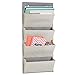 mDesign Hanging Fabric Office Supplies Storage Organizer for Notebooks, Planners, File Folders - Pack of 2, 4 Pockets Each, Taupe/Natural