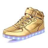AoSiFu Kids Boy High Top USB Charging LED Shoes Flashing Fashion Sneakers