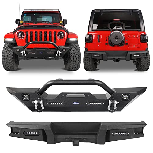 Hooke Road Offroad Steel Bumpers Front and Rear Bumper Combo for Jeep ...