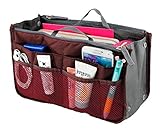 Lady Women Travel Insert Handbag Organiser Purse Large Liner Organizer Tidy Bag-Red