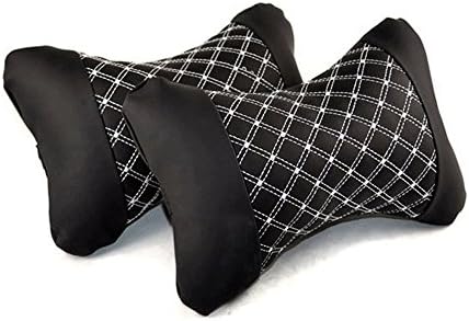 2 X Rayauto Quilted Stitching Pattern Leather Car Seat Pillow Neck Rest Cushion Head Headrest