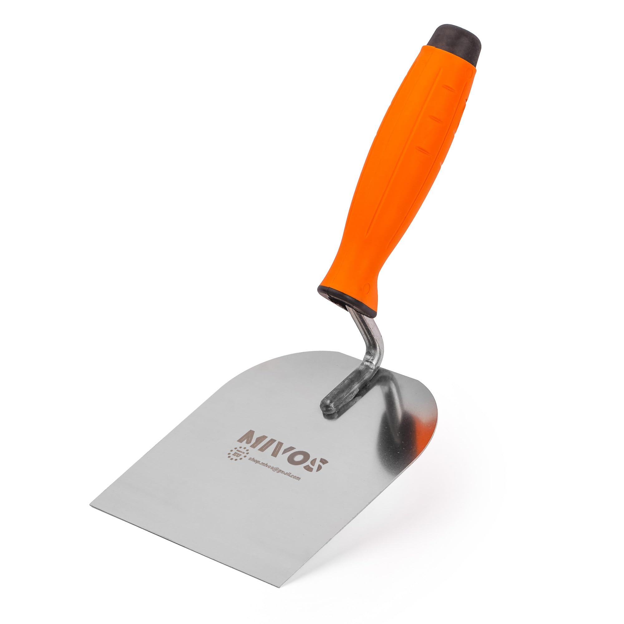 Mivos Mason's Trowel 120 x 128 mm Made of Stainless Steel with Rubber Handle - Stucco Trowel 120 mm - Rustproof - Soft Grip - Cleaning Trowel - Made in the EU