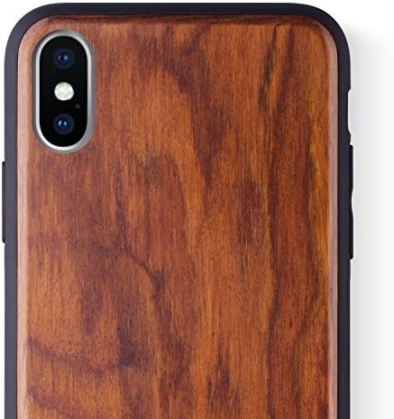 iPhone X/10 WOOD Case - iCASEIT Premium Cases Slimfit Lightweight Unique Grain Hybrid Snap-On Protective Shockproof Drop proof TPU Bumper Protection Real WOODEN Cover Phone X/10 - Acid Crown