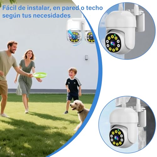 lemonsea Camara de Seguridad Exterior, 2PCS Camaras de Seguridad WiFi con Visión Nocturna y Audio, 1080P, Cámaras de Vigilancia Exterior 360°, IP66, Camara adecuadas para Tiendas, escuelas y hogares