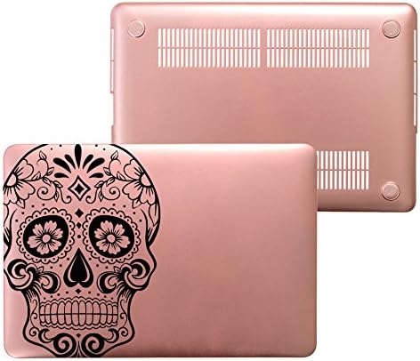 MacBook Air 13 Inch Case- Laptop Rose Gold Protective Hard Plastic Cover Compatible for Apple- Fits on Model A1466 & A1369 2015 (Sugar Skull Black)