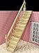 Lowpricenice 1:12 Dollhouse Pre-Assembled Staircase Wooden Stair Stringer Step with Left Handrail