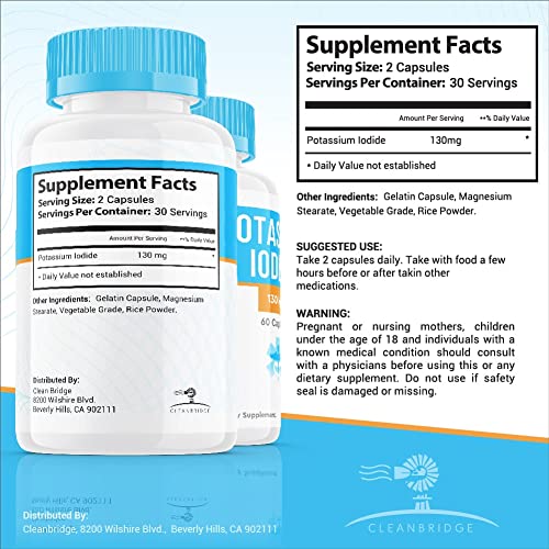 (2 Pack) Potassium Iodide, Iodine Tablets Pills 130 mg, AntiRadiation