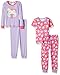 Gerber Little Girls' Toddler 4-Piece Cotton Pajama Set, Owls, 3T