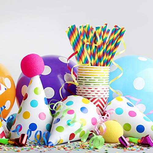 Whaline Papierstrohhalme Biologisch Abbaubare Papier Trinkhalme, Regenbogen Einweg-Strohhalme für Geburtstag Hochzeit… – Bild 6