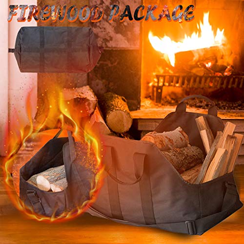 Holztragetasche, Tragetasche für Brennholz und Holzscheite, Oxford-Stoff, robuste Holzpfahl-Halter, Feuerholz… – Bild 5