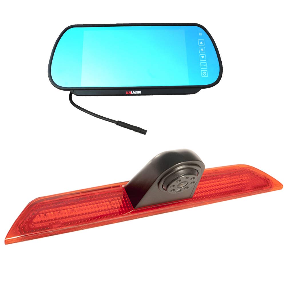 KNRAGHO Compatible for Transit Van 150 2015-2020, Transit 250 2015-2020, Transit 350/350 HD 2015-2020 Brake Light Backup Camera with 7 inch Clip-on Mirror Monitor ( Transit Van)