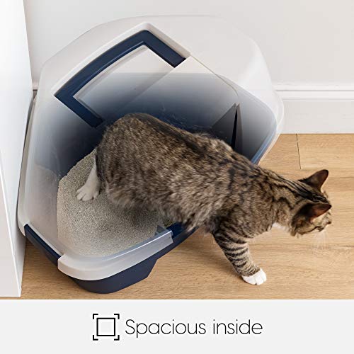 IRIS USA Large Enclosed Corner Cat Litter Box with Front Door Flap and