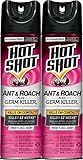 Hot Shot Ant & Roach Plus Germ Killer, Fresh Floral Scent Aerosol, 2/17.5-Ounce