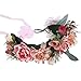 Flower Crown Headband Floral headpiece - New Bohemian Ribbon Adjust Flower Hairbands Party Wedding Hair Wreaths (Peach beige-A)