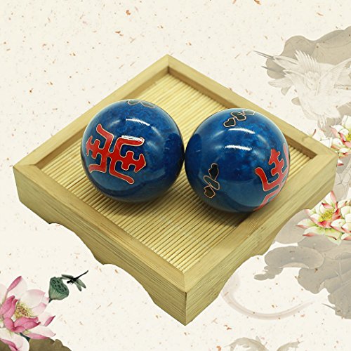 2''Baoding Health Balls Chinese Exercise Stress Balls Craft Collection(Ancient Chinese characters) BS162(L, blue)