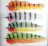 Perch Baitfish - set of 4 - Bunkers - 1/0 to 5/0 (3/0 saltwater hook)