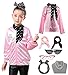 esrtyeryh Women Costume Child 1950s 50's Pink Jacket Outifit Accessories Set, Rhinestore, Large