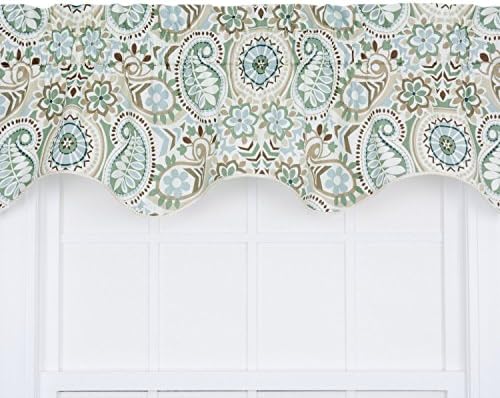 Ellis Curtain Paisley Prism Jacobean Floral Print Lined Duchess Filler Valance, 50 by 15-Inch, Latte
