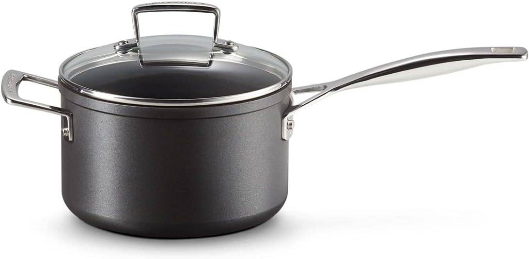 LE CREUSET Toughened Non-Stick 18x11.1cm Saucepan with Helper Handle and Glass Lid, Aluminium, 51108180010302, Black - Image 3