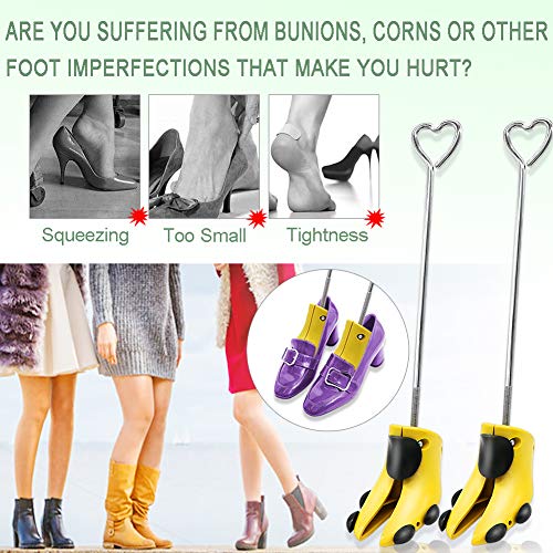 Shoe Stretcher Women, APREUTY Pair of Professional Shoe Stretcher Men Adjustable Shoe Trees Stretching Hiking Working Boots Stretcher with Foldable Boot Shaper Stands and Carrying Bag (Yellow)