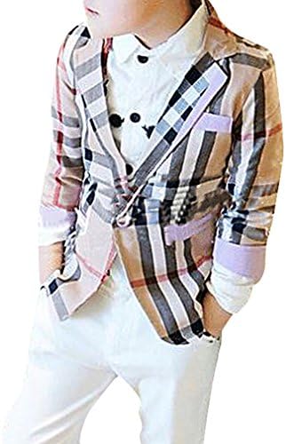 Pupik, Boys Stylish Plaid Jacket Spring Autumn Fashion Birthday Party Outfit, Multicoloured 4T