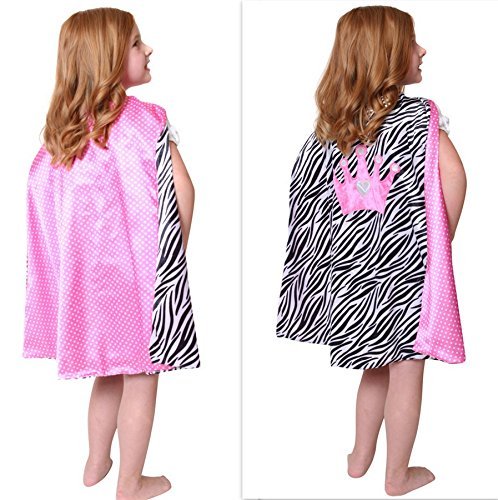 Zebra & Pink Reversible Birthday Princess Crown Cape