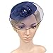 FAYBOX Vintage Mesh Wool Felt Pillbox Flower Women Fascinator Hat Hair Clip NV Navy
