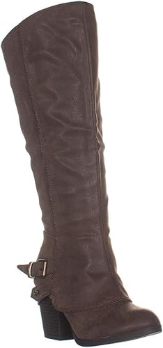 taupe leather knee high boots
