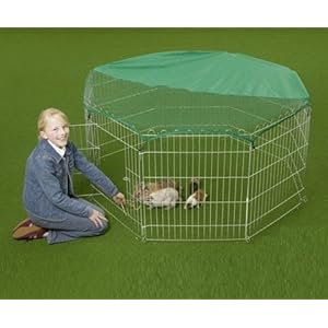 VivaPet Rabbit/Puppy/Duck/Chicken/Guinea Pig Playpen Enclosure, 55-Inch Size, Silver