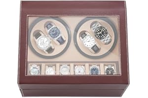 NOSTHEART Watch Winder for Automatic Watches , 4+6 Automatic Watch Winder Storage Display Box with Japanese Quiet Motor, Leather Shell Soft Velvet Lining Watch Case for Man and Woman's Watches Ac Adapter