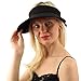 Sun Protection UPF UV Wide Big Brim Linen Cotton Beach Pool Visor Cap Hat Black