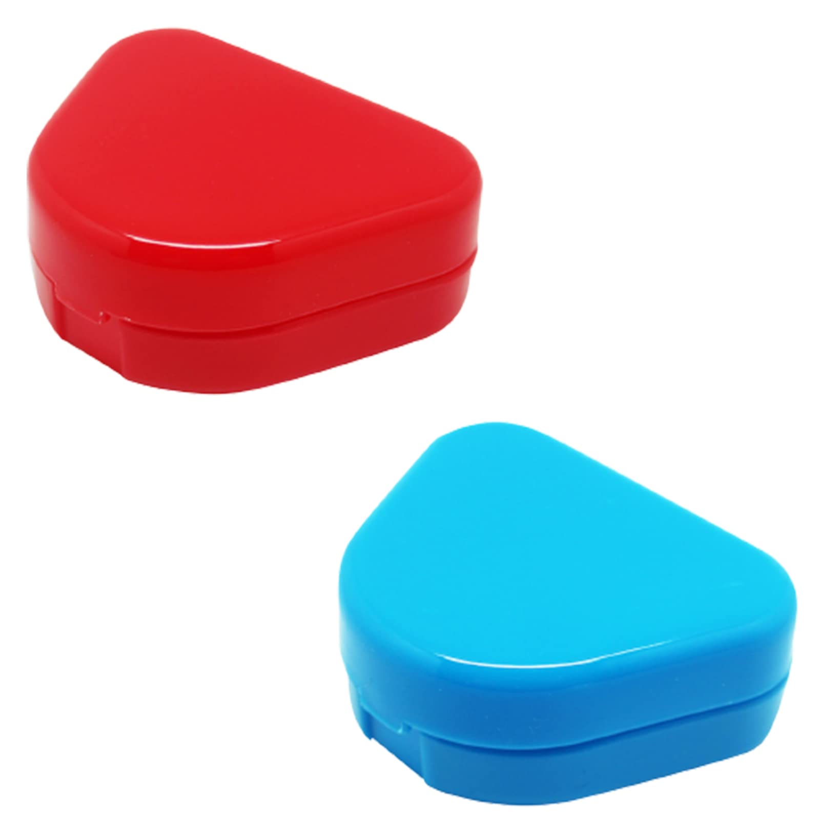 YANCAIYUNL Pack of 2 Retainer Cases Retainer Containers with Vent Holes Orthodontic Dental Retainer Boxes for Denture Invisalign Braces Mouth Guard (Red, Blue)