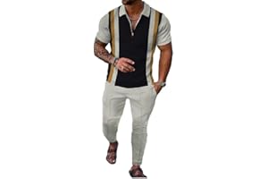 Kubsid Mens Sets 2 Piece Outfits Casual Activity Short Sleeve Polo Shirts and Jogging Long Pants Track Suits