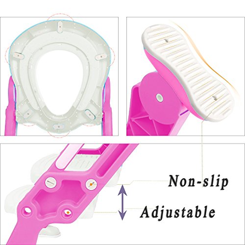 image for Makone Potty Trainer Seat Adjustable Baby Potty Toilet Ladder Seat wit