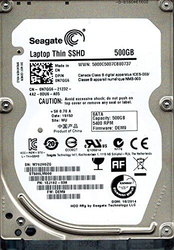 Seagate ST500LM000 SSD Hybrid P/N: 1EJ162-038 F/W: DEM9 500GB WU