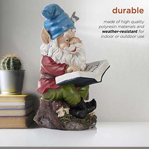 Alpine Gnome Reading a Book Statue, 14 Inch Tall Pricepulse