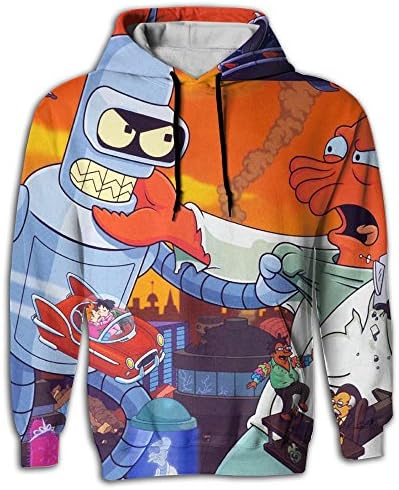 PUPOI Futurama Wallpapers 3d Printed Hoodie Sweatshirts Mens Fleece Sweater Size XL