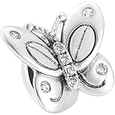 FAEFASH Spacer Charm Rubber Stopper Spacer Bead 925 Sterling Silver Clip Charm fit Pandora Style Charm Bracelets (Butterfly Spacer Charm)