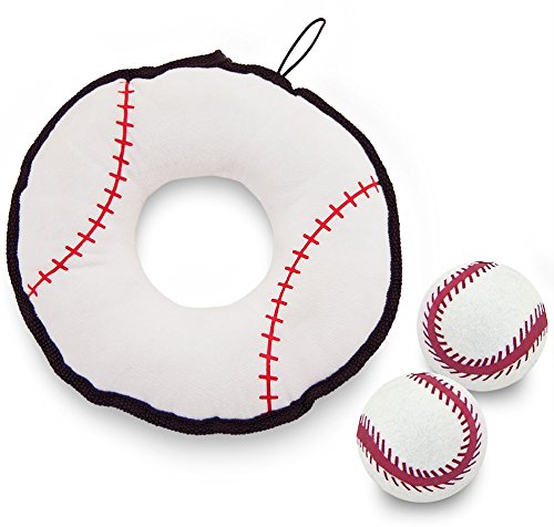 3-in-1 Sports Dog Toy Set with Squeaker by Best Pet Supplies - Baseball - Thumbnail 4