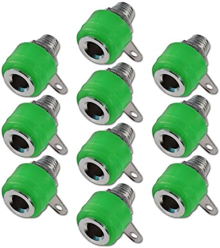 Banana Chassis Socket Panel Mount 4mm Female Speaker Connector Green x 10