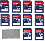 SanDisk 8 GB Class 4 SD Flash Memory Card - 10 Pack With Everything But Stromboli (tm) MicroFiber Cleaning Cloth