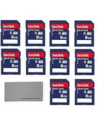 SanDisk 8 GB Clase 4 Tarjeta de memoria flash   10 Pack con todo lo sd, pero Stromboli (TM) paño de limpieza de microfibra