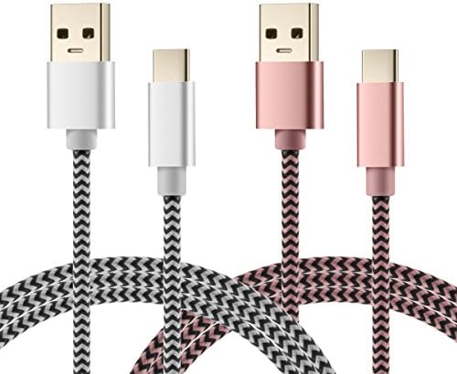 USB Type C Cable,SHNVIR USB C to USB 3.0 Nylon Braided Cable Fast Charger for Samsung Galaxy S8 Plus,LG G6 V20 G5,Nintendo Switch,New Macbook More (Silver,Rose Gold)