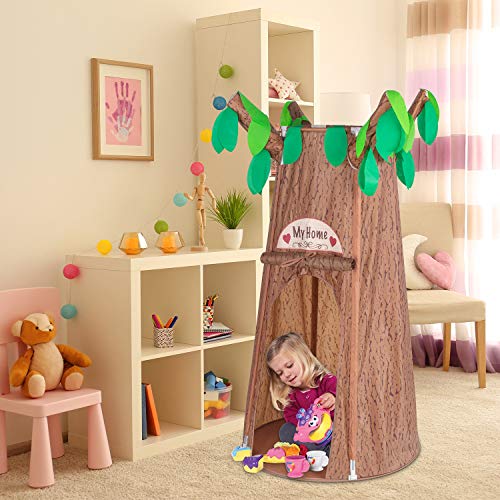 Kids Play Tents, Forest Hollow Tree House for Girls, Boys Pretend Play Game Props, Easy Assembly Pop Up Play Tent with Portable Carrying Bag, Age 3 - 7 (59" H x 44" W) - Thumbnail 2