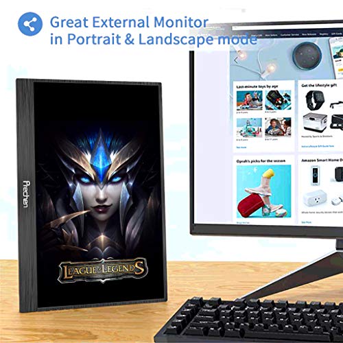 Portable Monitor, 15.6 Inch Portable Monitor Full HD 1080P IPS USB Type-C Computer Display with HDMI Type C USB Input Gaming Monitor External Secondary Display for PC Mac Laptop Phone Xbox PS4 PS3