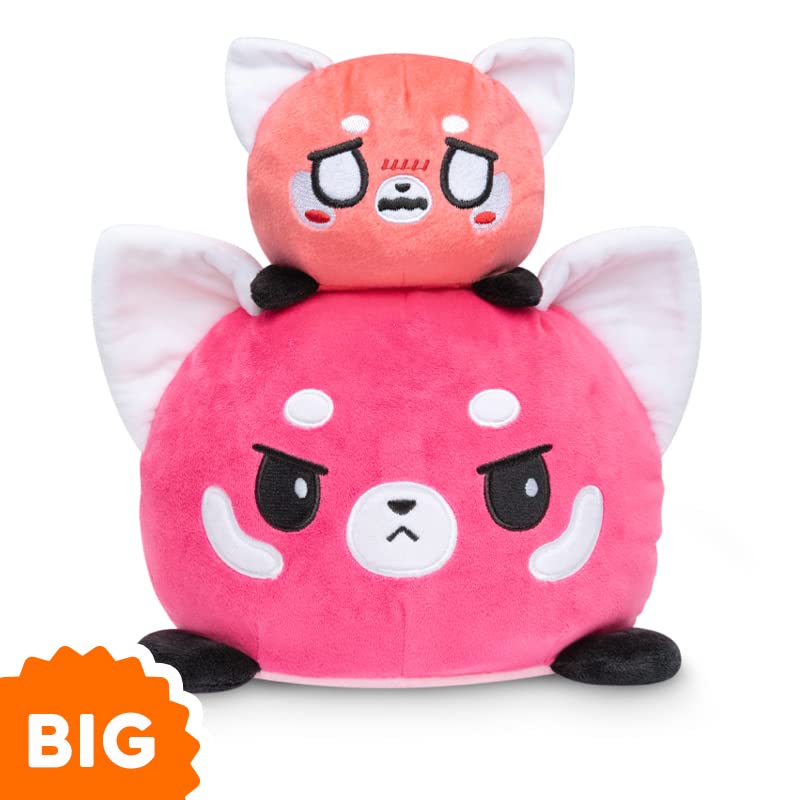 TeeTurtle - Original Reversible Big Red Panda Plushie - Pink - Huggable and Soft Sensory Fidget Toy Stuffed Animals That Show Your Mood